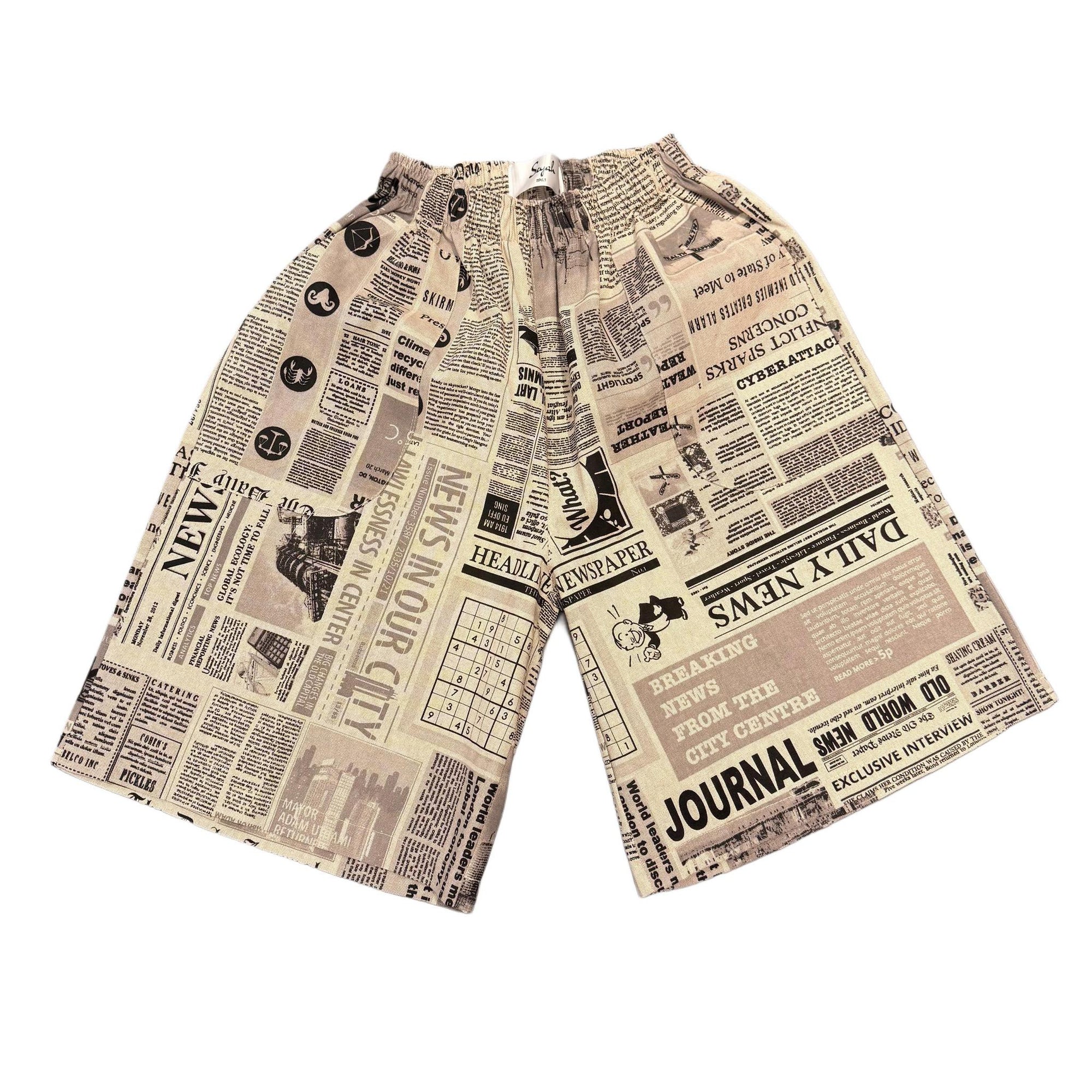 Seyah Brown Newspaper Shorts
